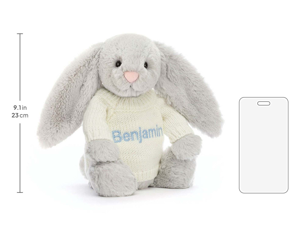 Bashful Silver Bunny with Personalized Cream Jumper - Image 5