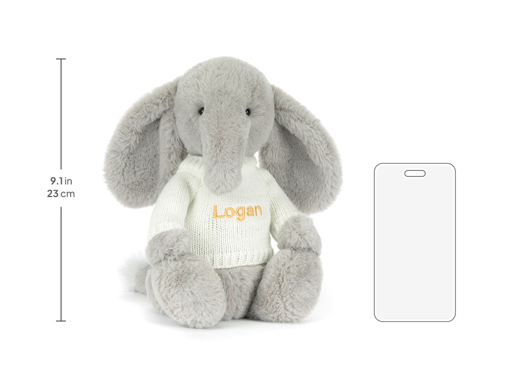 Bashful Luxe Elephant Thuddeus with Personalized Cream Jumper - Image 6