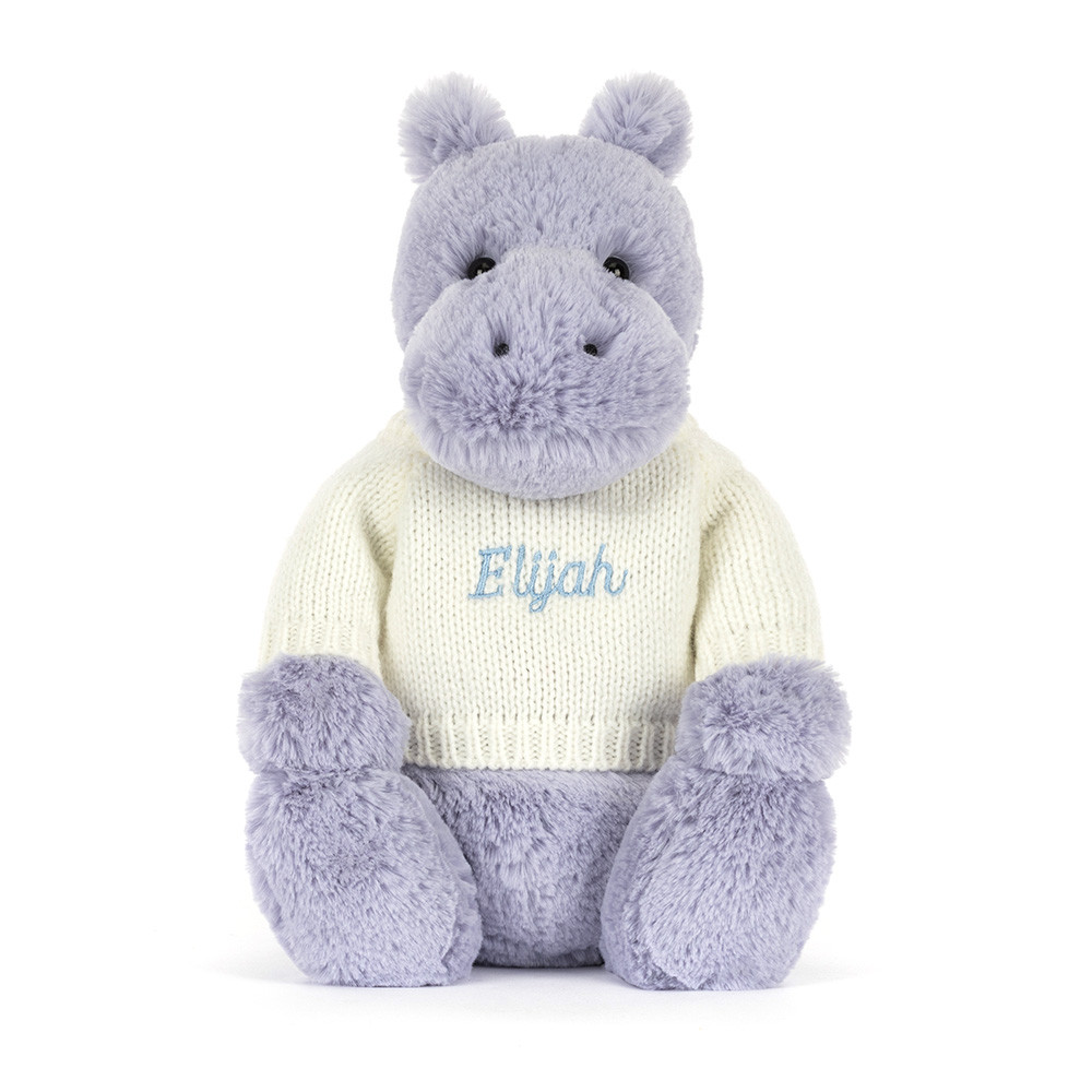 Bashful Hippo with Personalized Cream Jumper - Image 4