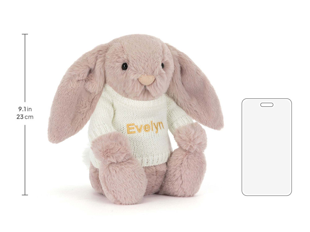 Bashful Luxe Bunny Rosa with Personalized Cream Jumper - Image 5