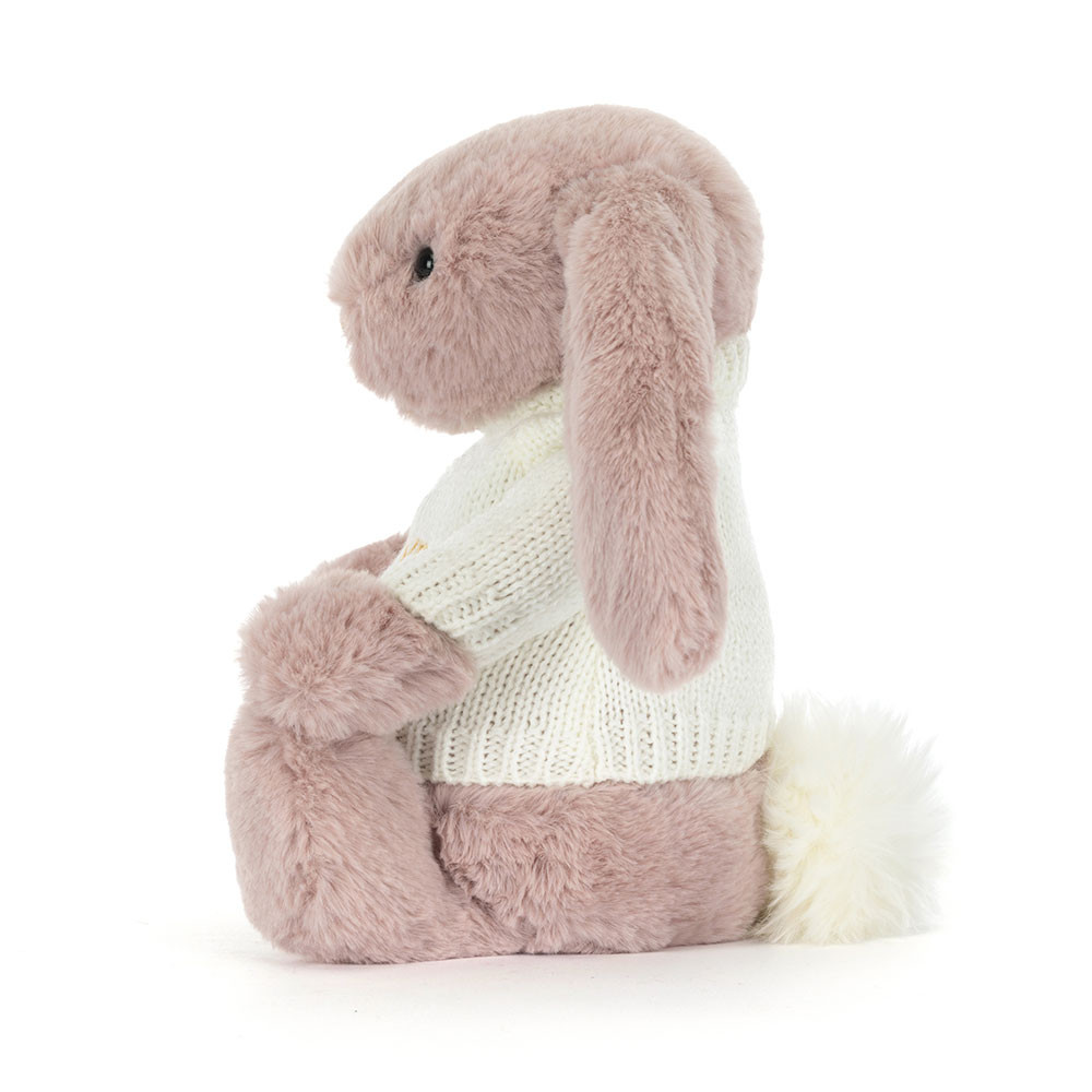 Bashful Luxe Bunny Rosa with Personalized Cream Jumper - Image 3