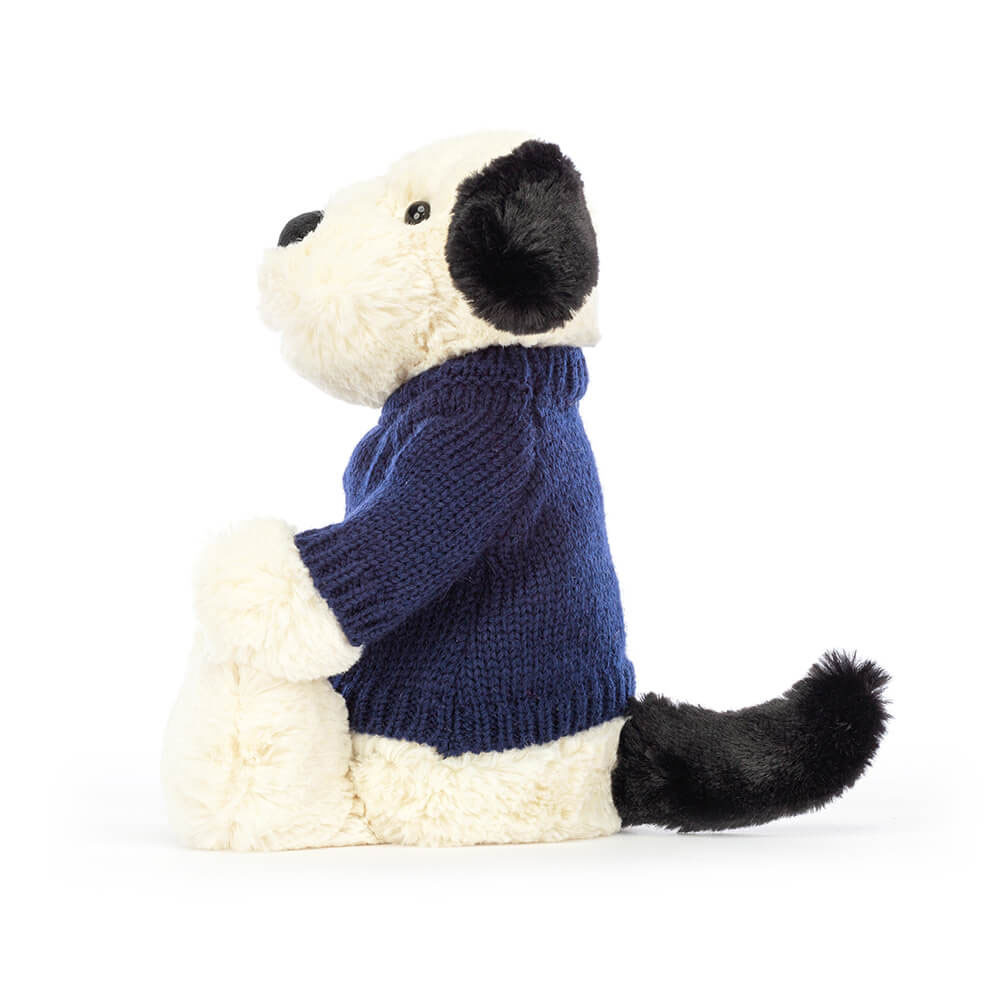 Bashful Black & Cream Puppy with Personalized Navy Jumper - Image 3