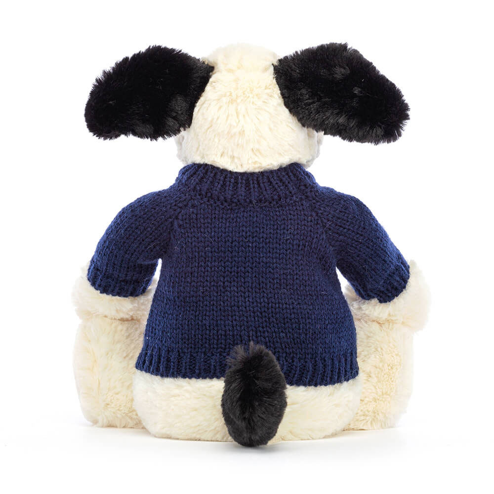 Bashful Black & Cream Puppy with Personalized Navy Jumper - Image 4