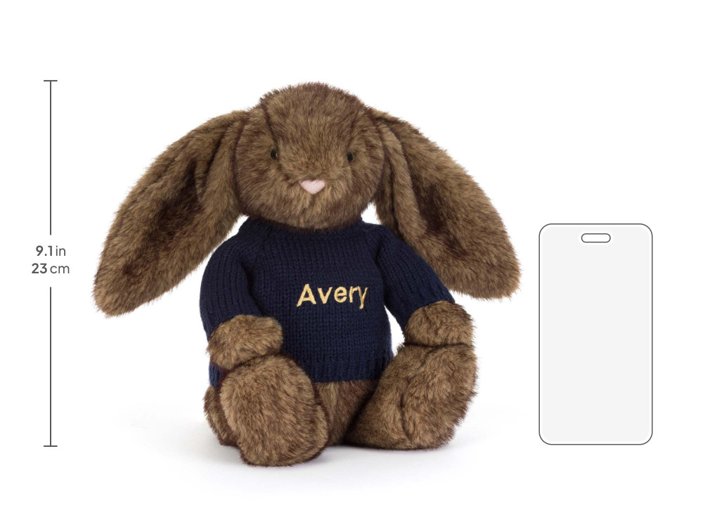 Hoppleston Luxe Bunny with Personalized Navy Jumper - Image 6