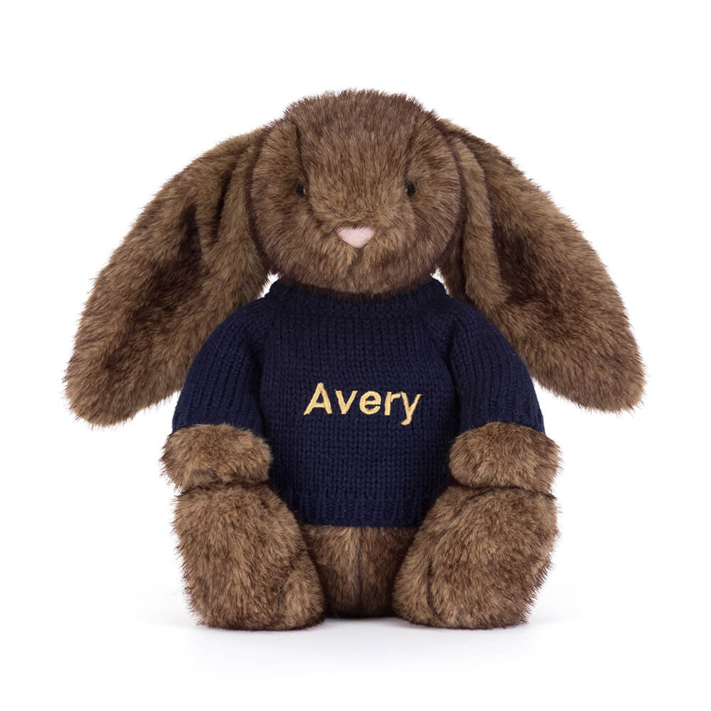 Hoppleston Luxe Bunny with Personalized Navy Jumper - Image 5