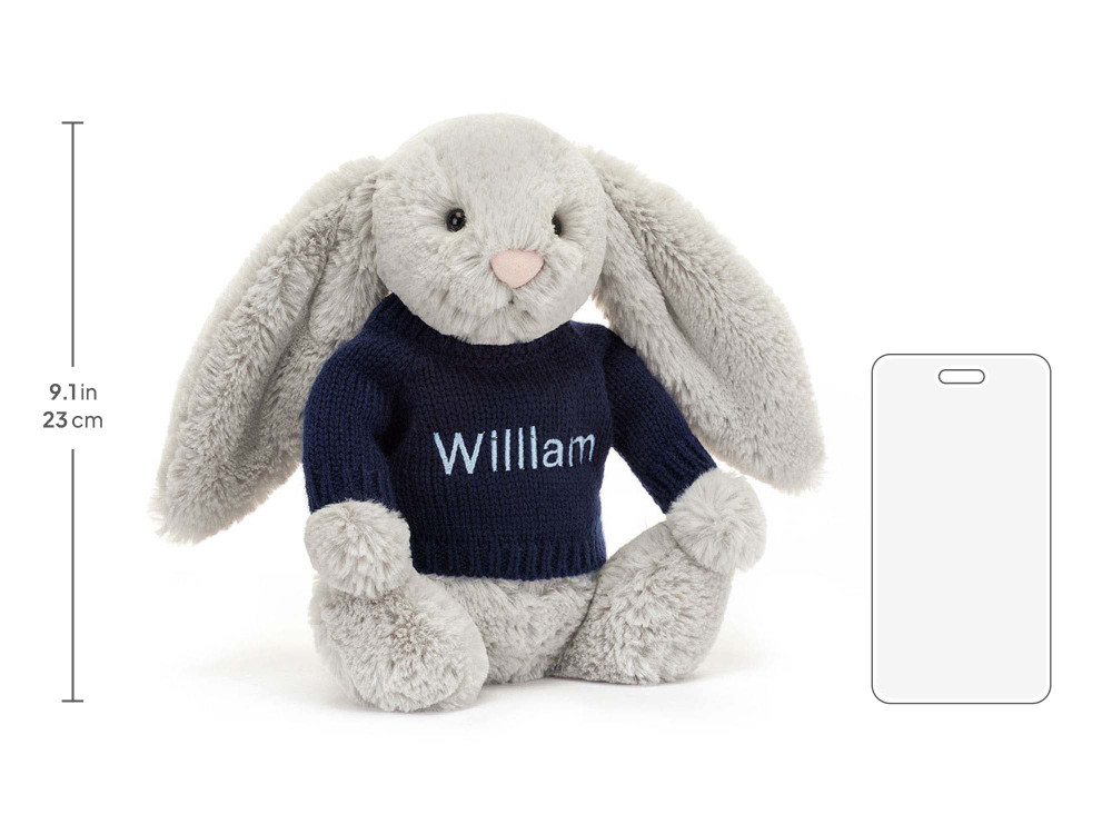 Bashful Silver Bunny with Personalized Navy Jumper - Image 5