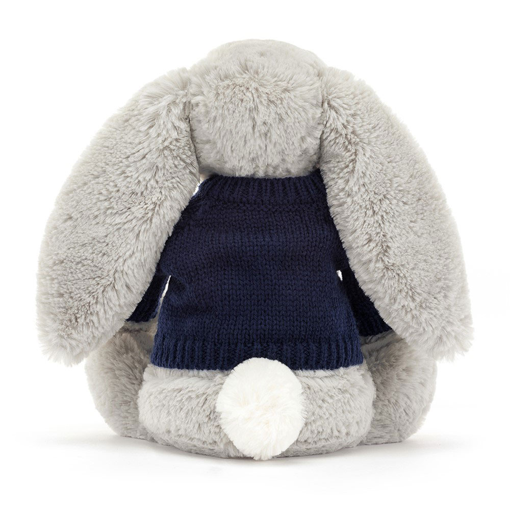 Bashful Silver Bunny with Personalized Navy Jumper - Image 4