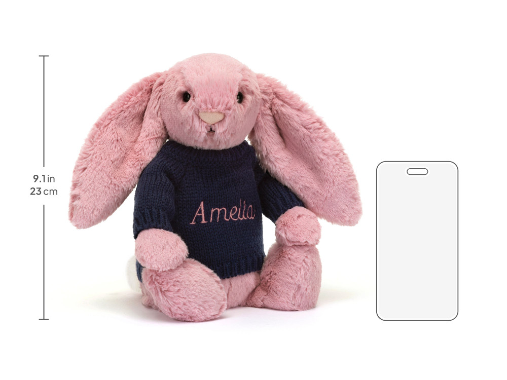 Bashful Tulip Pink Bunny with Personalized Navy Jumper - Image 5