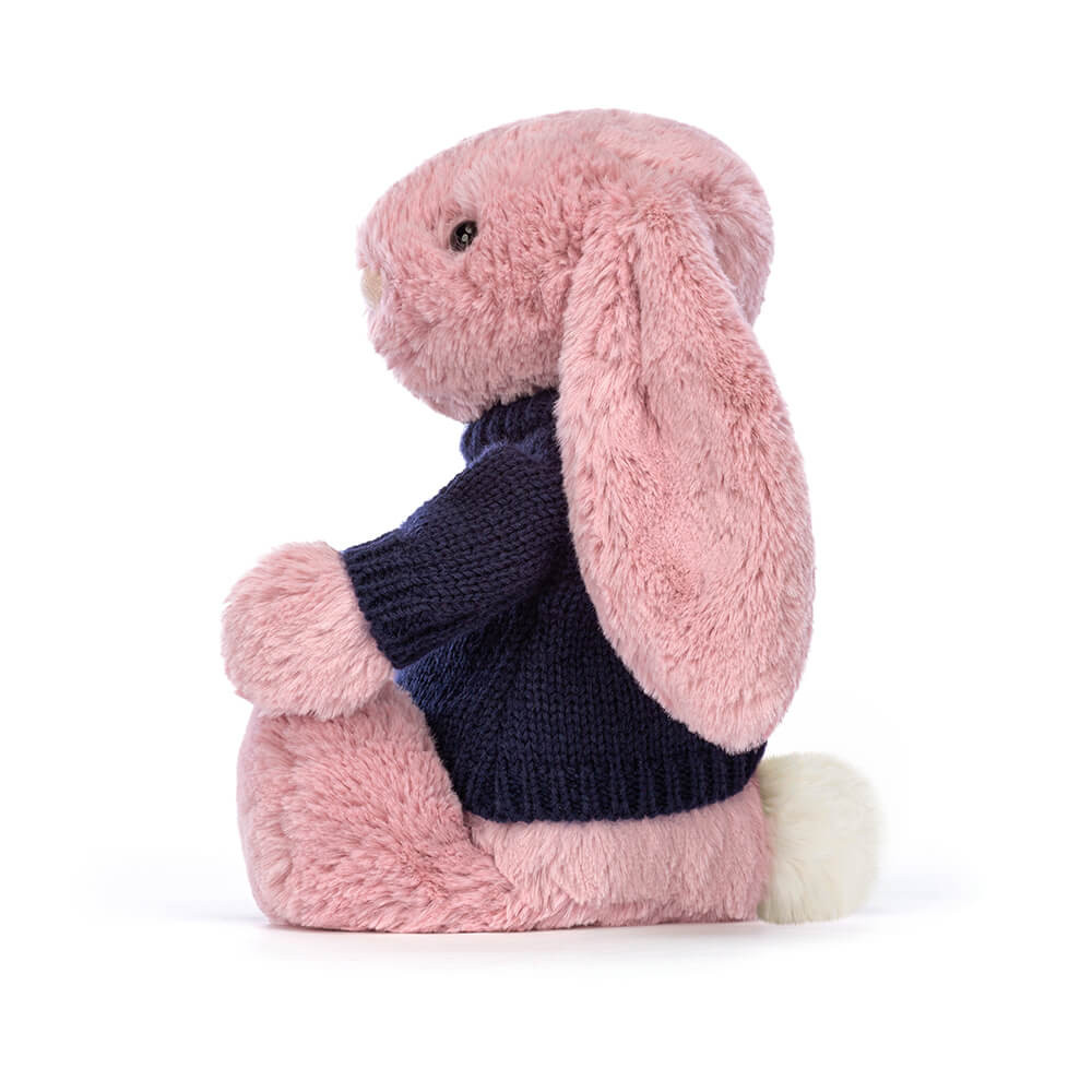 Bashful Tulip Pink Bunny with Personalized Navy Jumper - Image 3