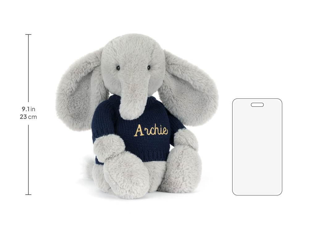 Bashful Luxe Elephant Thuddeus with Personalized Navy Jumper - Image 6