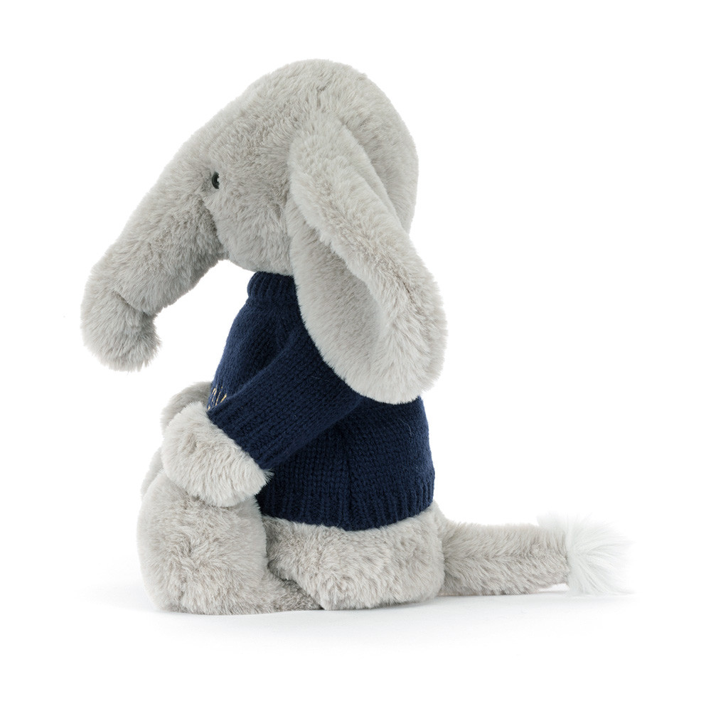 Bashful Luxe Elephant Thuddeus with Personalized Navy Jumper - Image 2