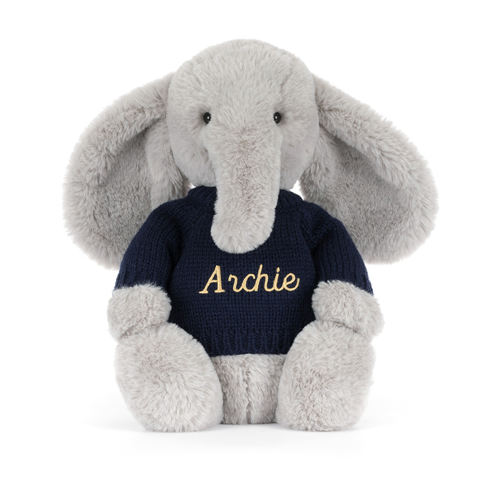 Bashful Luxe Elephant Thuddeus with Personalized Navy Jumper - Image 4