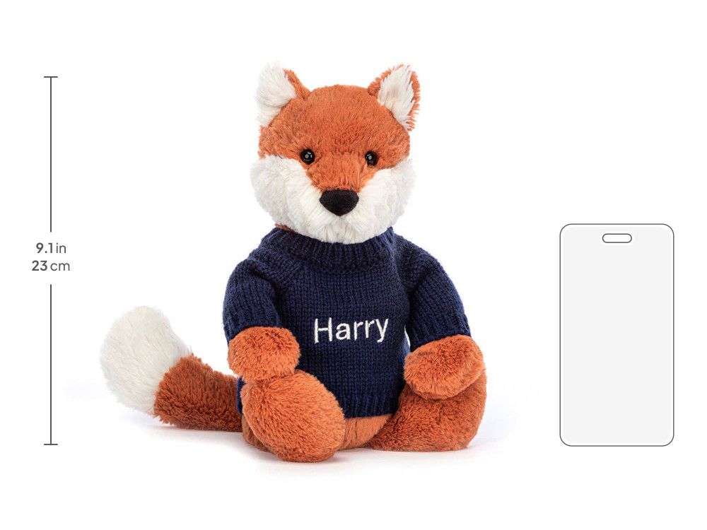 Bashful Fox Cub with Personalized Navy Jumper - Image 5