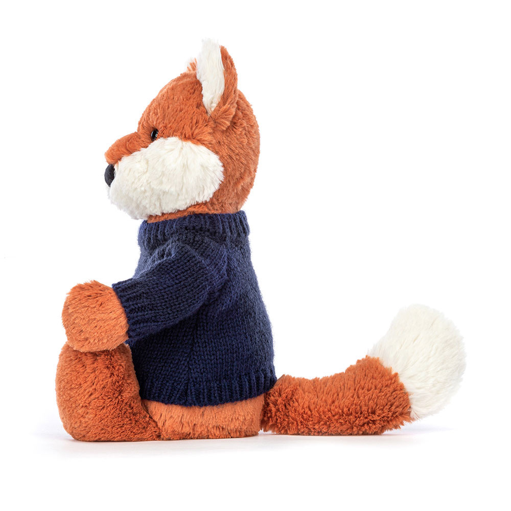 Bashful Fox Cub with Personalized Navy Jumper - Image 3