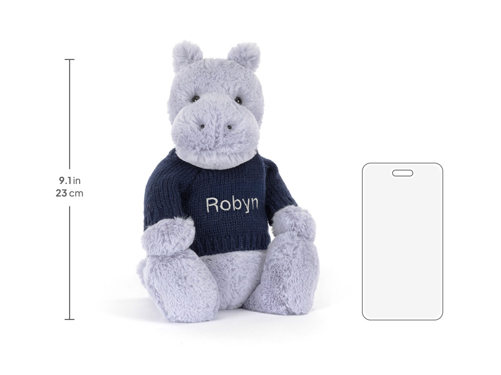 Bashful Hippo with Personalized Navy Jumper - Image 6