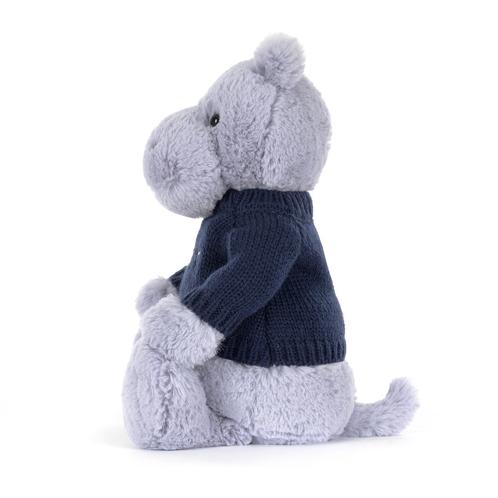 Bashful Hippo with Personalized Navy Jumper - Image 2