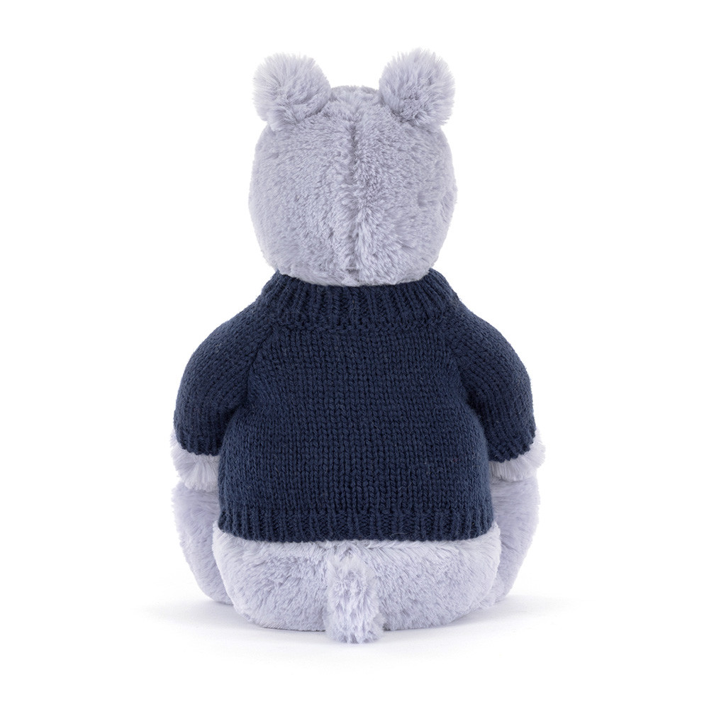 Bashful Hippo with Personalized Navy Jumper - Image 3