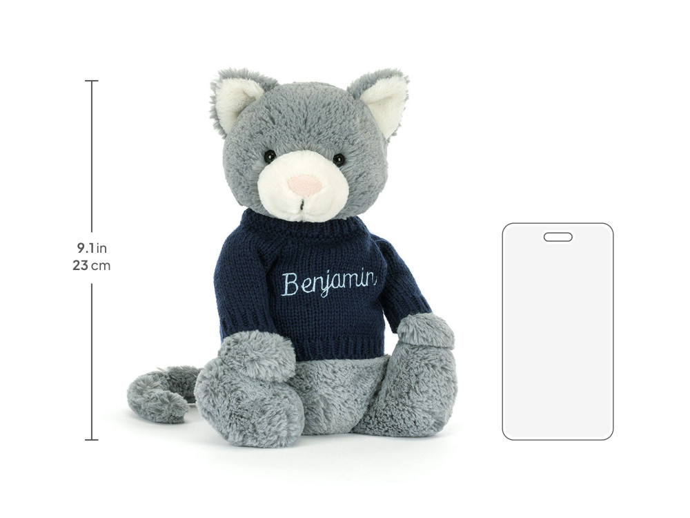 Bashful Kitten with Personalized Navy Jumper - Image 6