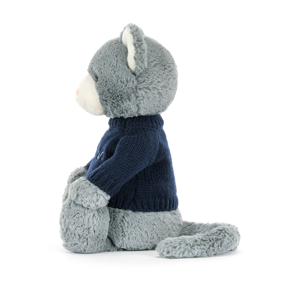 Bashful Kitten with Personalized Navy Jumper - Image 2