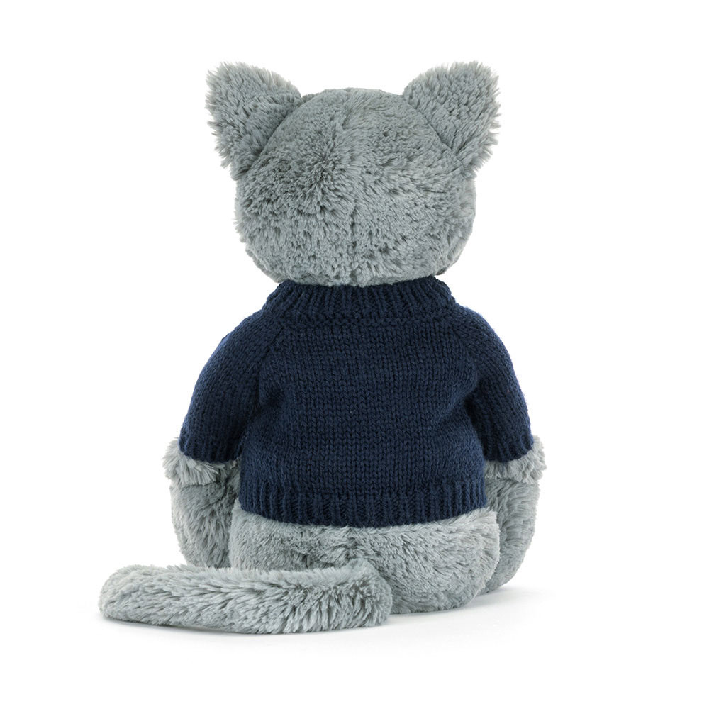 Bashful Kitten with Personalized Navy Jumper - Image 3