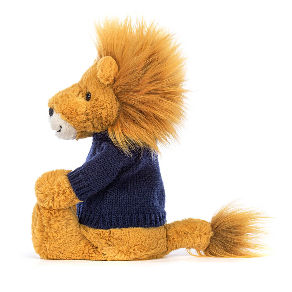 Bashful Lion with Personalized Navy Jumper - Image 3