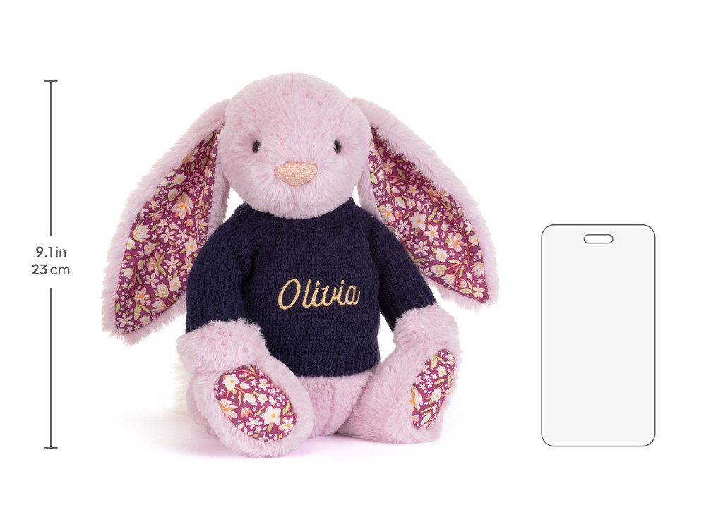 Thistlepop Blossom Luxe Bunny with Personalized Navy Jumper - Image 6