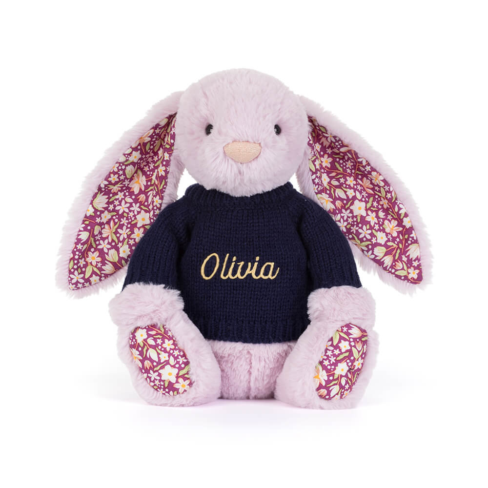 Thistlepop Blossom Luxe Bunny with Personalized Navy Jumper - Image 5