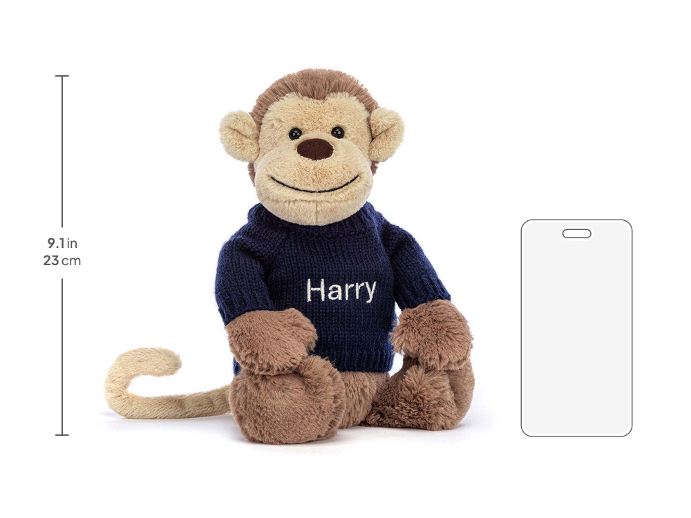 Bashful Monkey with Personalized Navy Jumper - Image 5