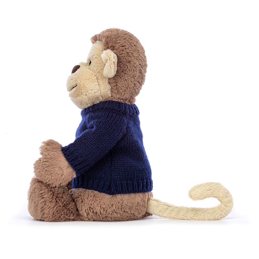 Bashful Monkey with Personalized Navy Jumper - Image 3