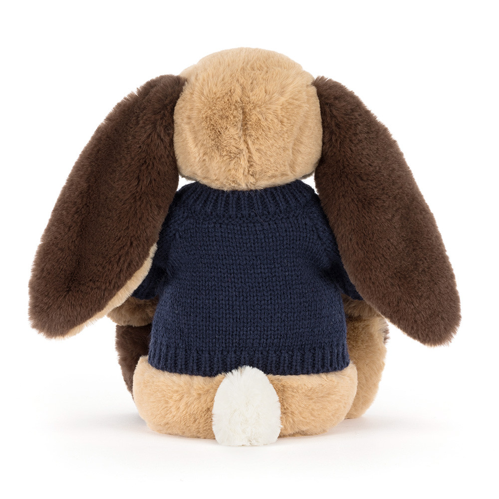 Bashful Patchwork Brown Bunny with Personalized Navy Jumper - Image 3