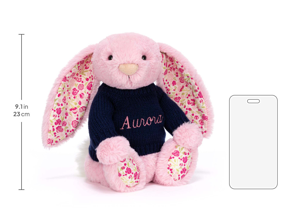 Blushkin Blossom Luxe Bunny with Personalized Navy Jumper - Image 6