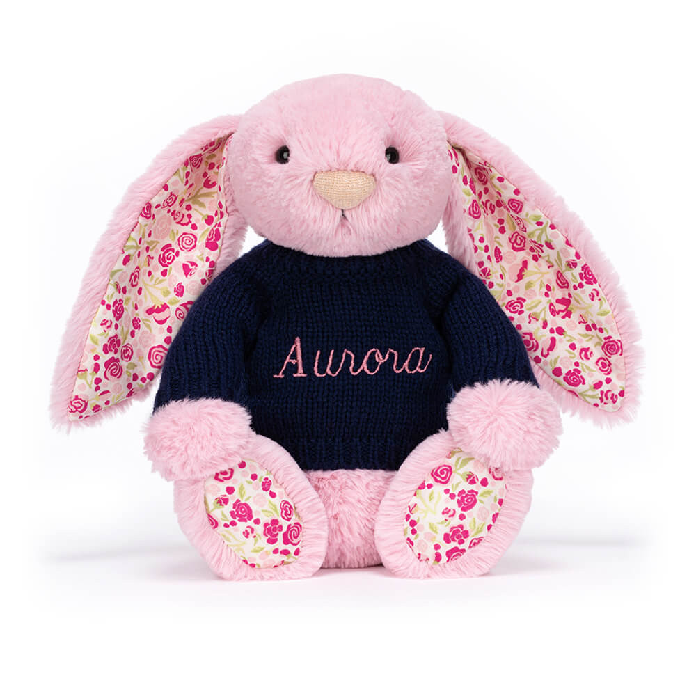 Blushkin Blossom Luxe Bunny with Personalized Navy Jumper - Image 5