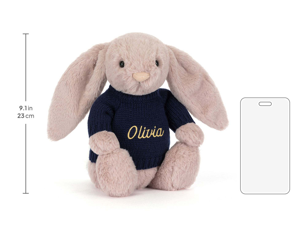 Bashful Luxe Bunny Rosa with Personalized Navy Jumper - Image 5