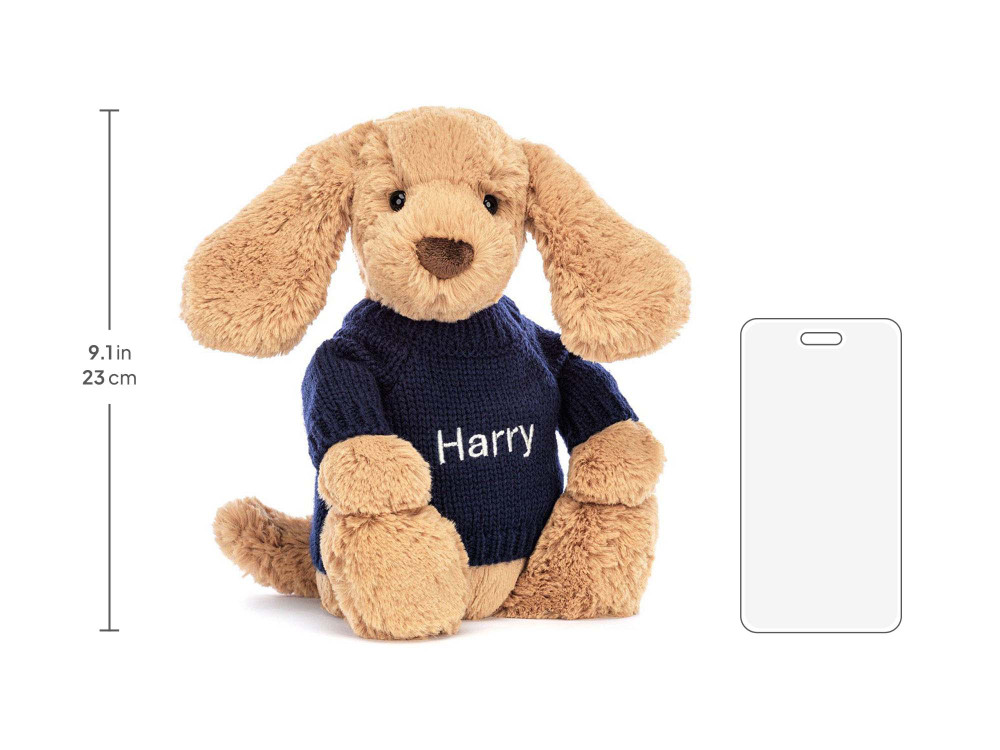 Bashful Toffee Puppy with Personalized Navy Jumper - Image 5