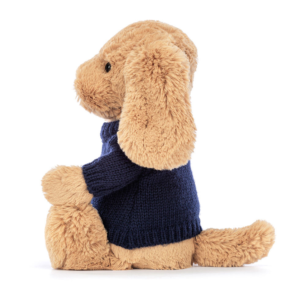 Bashful Toffee Puppy with Personalized Navy Jumper - Image 3