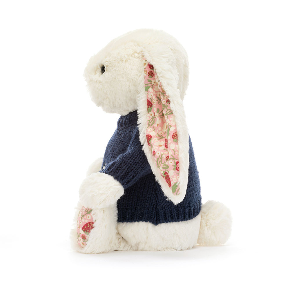 Blossom Cream Bunny 'Berry' with Personalized Navy Jumper - Image 3