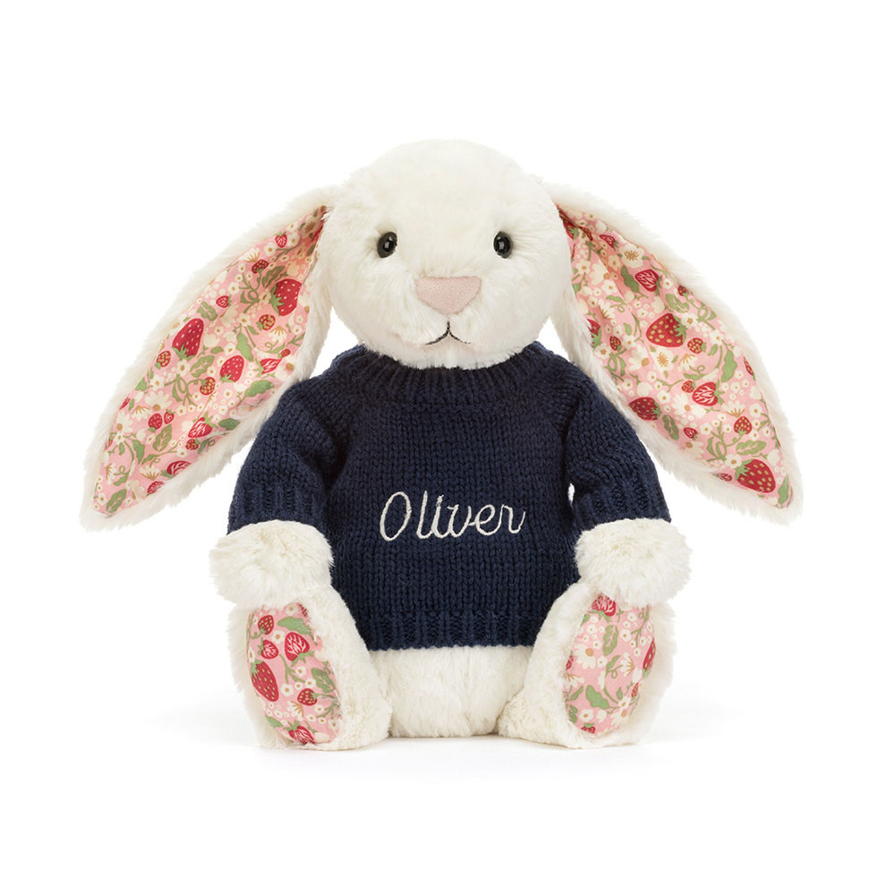 Blossom Cream Bunny 'Berry' with Personalized Navy Jumper - Image 5
