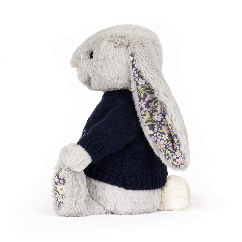 Blossom Silver Bunny 'Bloom' with Personalized Navy Jumper - Image 3