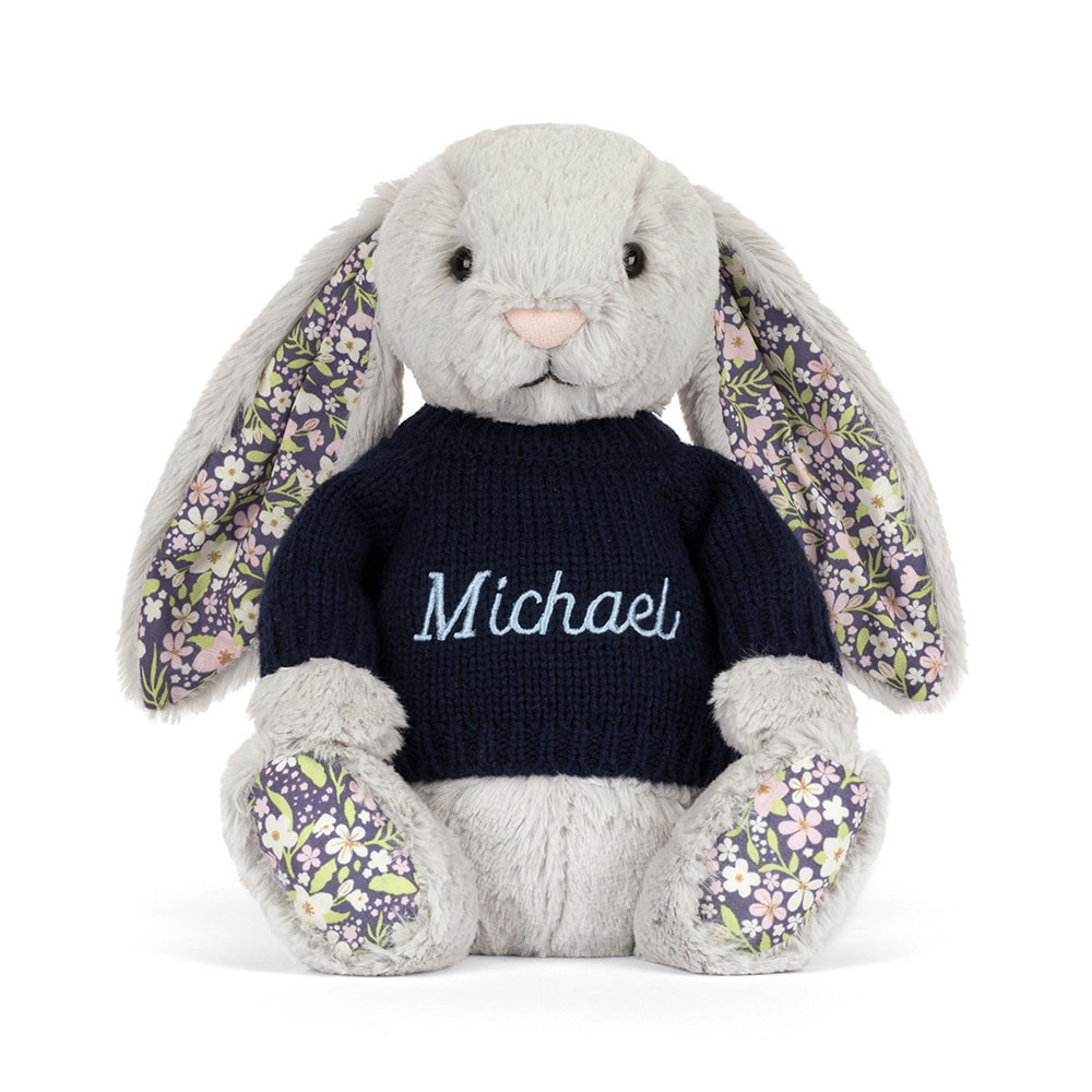Blossom Silver Bunny 'Bloom' with Personalized Navy Jumper - Image 5