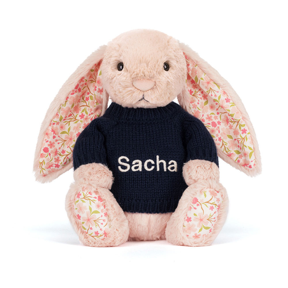 Blossom Blush Bunny 'Cherry' with Personalized Navy Jumper - Image 5
