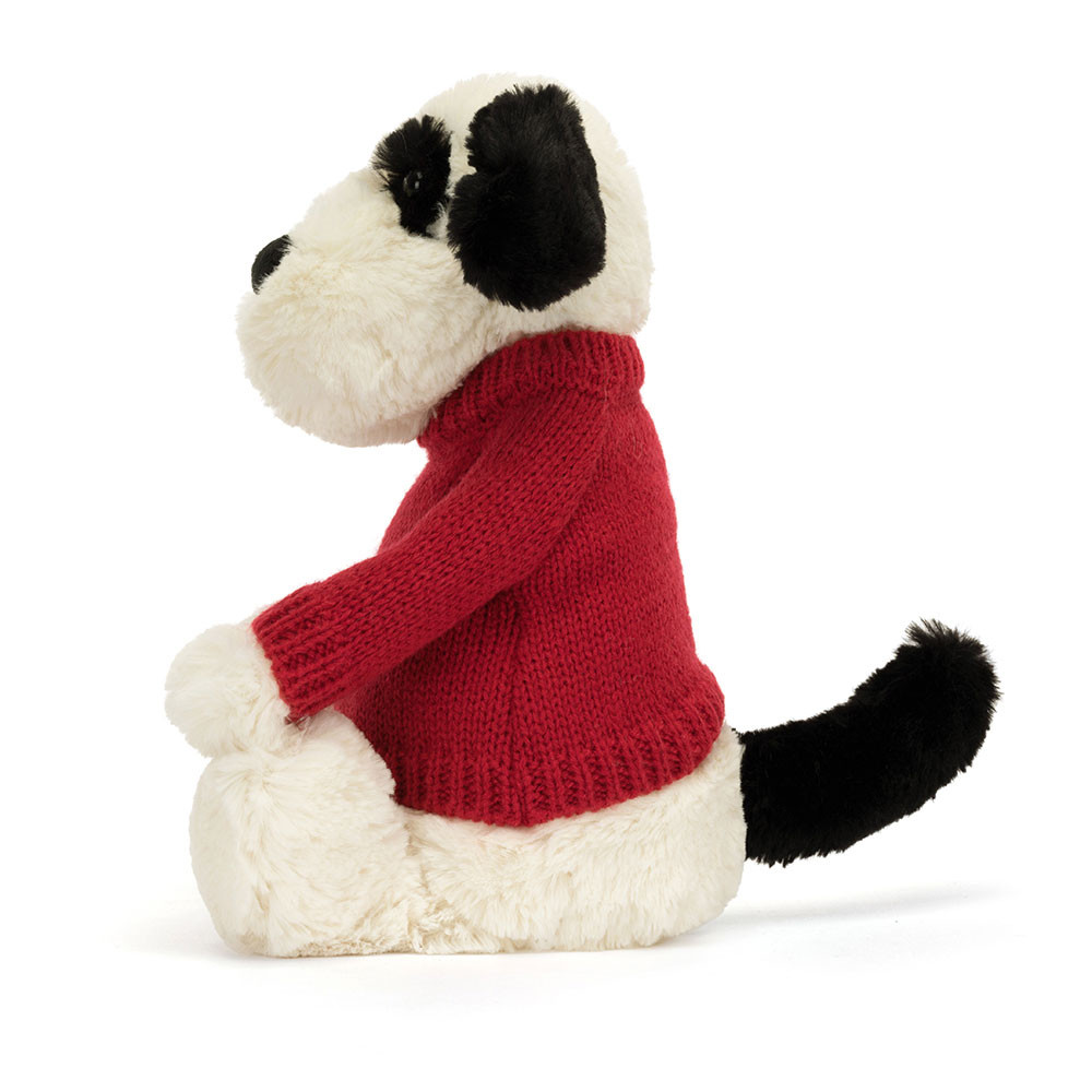 Bashful Black & Cream Puppy with Personalized Red Jumper - Image 3