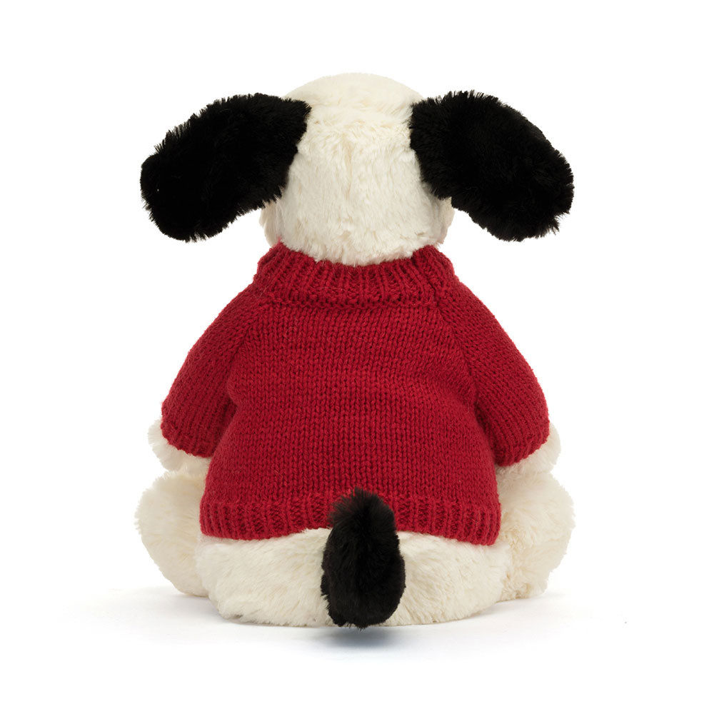 Bashful Black & Cream Puppy with Personalized Red Jumper - Image 4