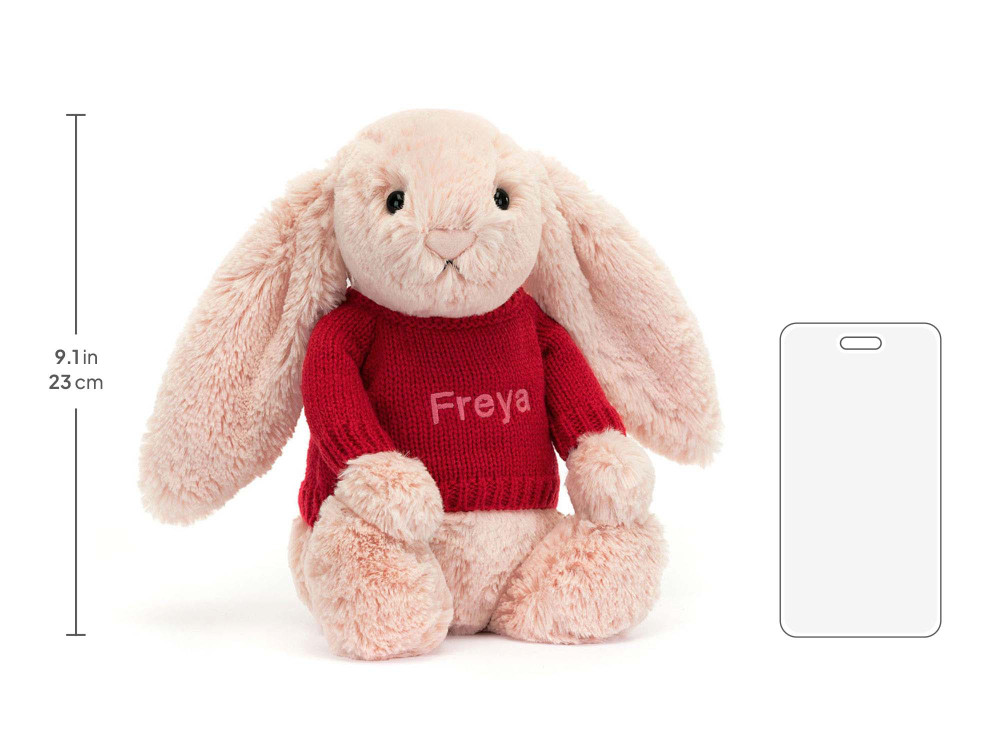 Bashful Blush Bunny with Personalized Red Jumper - Image 5