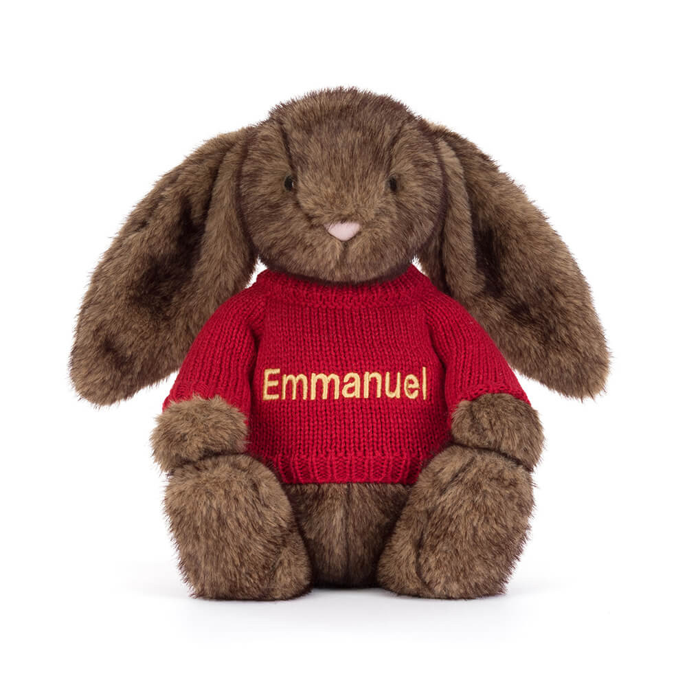 Hoppleston Luxe Bunny with Personalized Red Jumper - Image 5