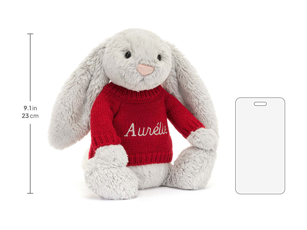 Bashful Silver Bunny with Personalized Red Jumper - Image 5
