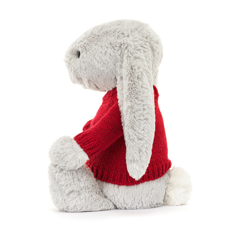 Bashful Silver Bunny with Personalized Red Jumper - Image 3