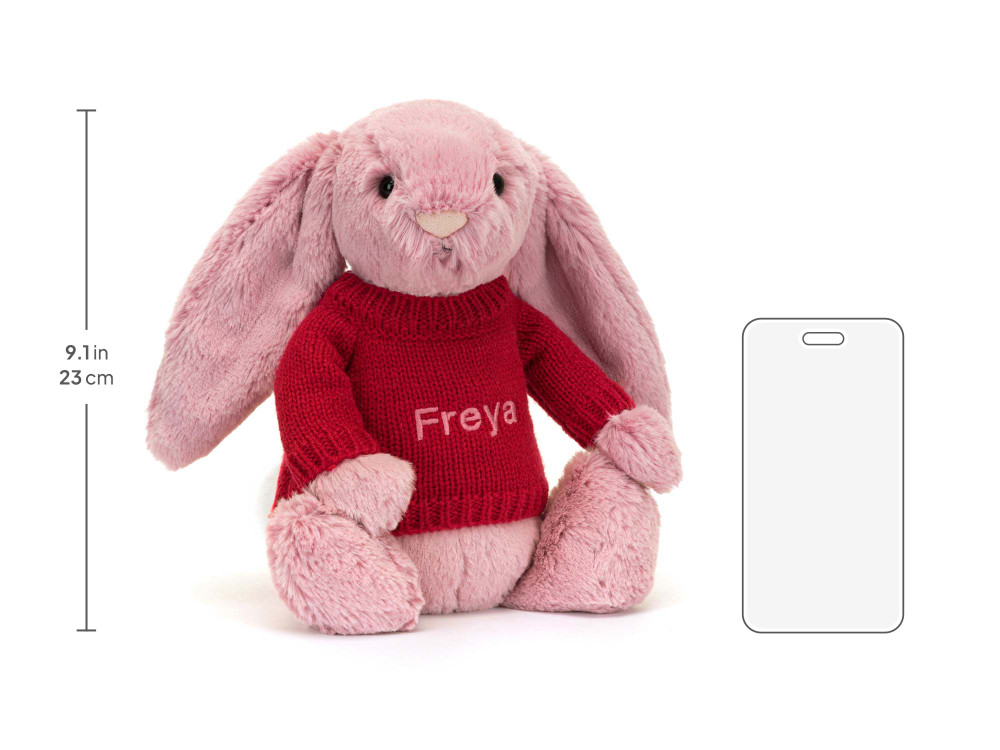 Bashful Tulip Pink Bunny with Personalized Red Jumper - Image 5