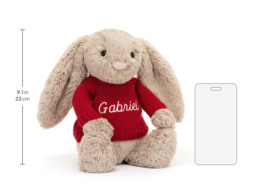 Bashful Beige Bunny with Personalized Red Jumper - Image 5