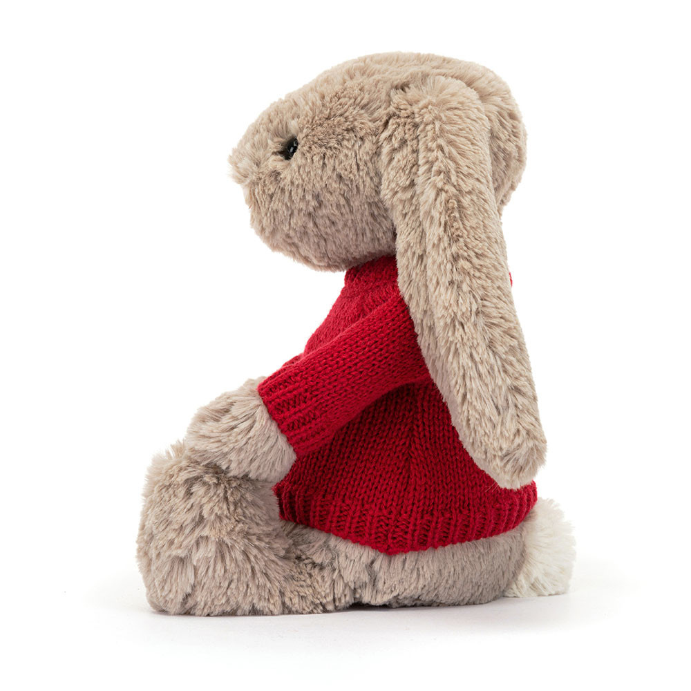 Bashful Beige Bunny with Personalized Red Jumper - Image 3