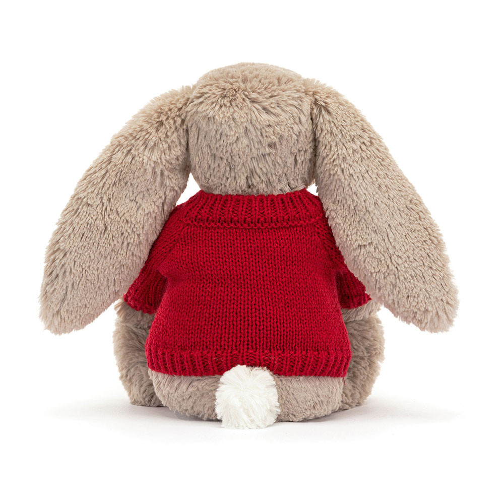 Bashful Beige Bunny with Personalized Red Jumper - Image 4